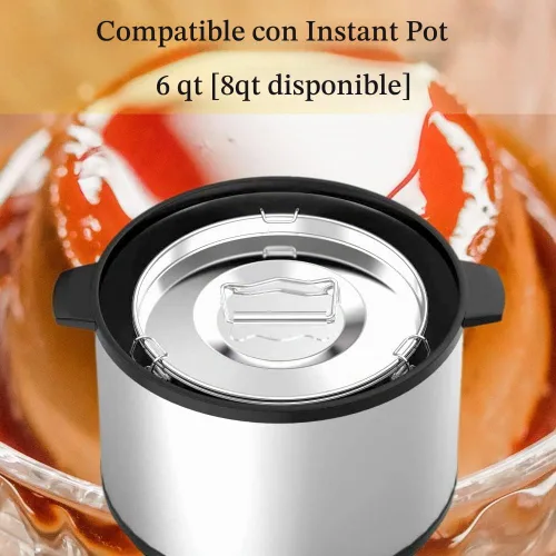 Vista 3 de Flanera - Molde para flan de acero inoxidable de 85 onzas, compatible con Instant Pot de 8 cuartos de galón, diseño mexicano Flanera Flan Maker
