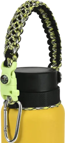 Vista 31 de Asa de cuerda de paracaídas para botellas Hydroflask 2.0 de boca ancha y estándar, con nuevo soporte de anillo de seguridad, 12oz - 64oz