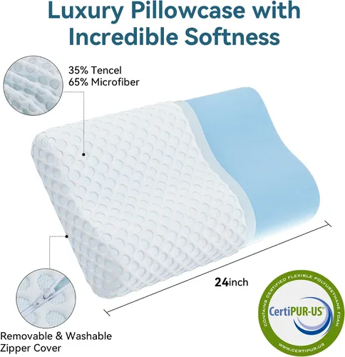 Vista 7 de Hcore Almohada ortopédica cervical cervical de espuma viscoelástica para dormir de lado, espalda, estómago, almohada ergonómica para el dolor