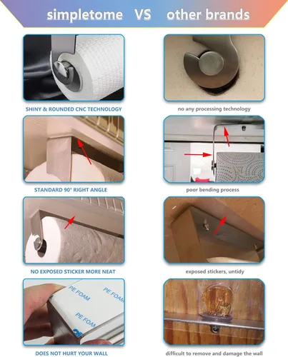 Vista 8 de El soporte de la toalla de papel debajo del gabinete/el soporte de pared SUS304 cepilló el acero inoxidable adhesive, no drilling no rust