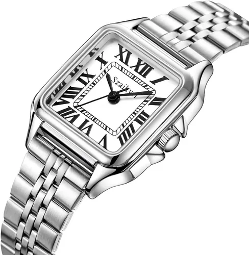 Vista 8 de Classic Relojes cuadrados de mujer con números romanos, de vestir, informal