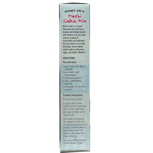 Vista 2 de Trader Joe's Mochi Cake Mix – Pastel inspirado en Hawái con textura masticable Mochi – 15 onzas