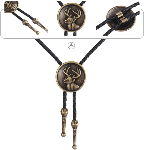 Vista 66 de Jeilwiy Corbata de bolo para hombre, corbata de vaquero occidental, collar de corbata de bolo dorado, corbata de cuero, corbata de Halloween