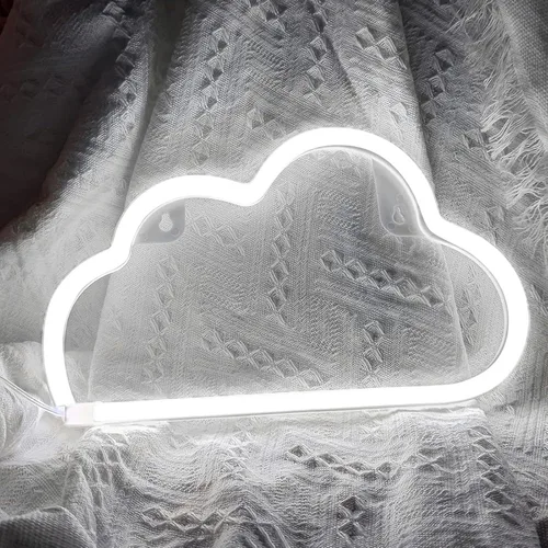 Vista 12 de Luz de neón LED en forma de nube para decoración de pared, luces de pared en forma de nube con alimentación por batería o USB para habitación Azul
