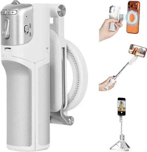 Vista 10 de Mini trípode magnético para selfie stick para iPhone y Android, tamaño de bolsillo de 19 pulgadas, agarre de cámara de teléfono 4 en 1 con control