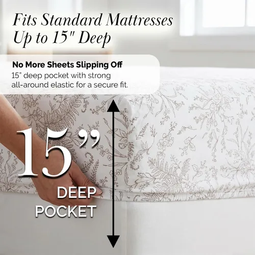 Vista 3 de Southshore Fine Living, Inc. Colección Winter Brush, juego de sábanas de 3 piezas para cama individual, sábana bajera con bolsillo profundo de 14