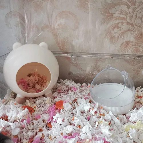 Vista 4 de Marchul Escondite de hámster, decoración de hábitats de casa para hámster enano jerbos de hámsteres sirios (blanco)