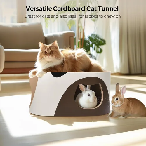 Vista 7 de Salón rascador para gatos grandes, casa rascador de cartón corrugado para gatos con agujero, cama grande para rascar, almohadilla rascador