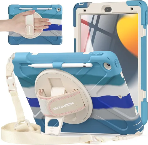 Vista 12 de BRAECNstock - Funda para Apple iPad de 9ª/8ª/7ª generación, de 10.2" 2021/2020/2019, funda protectora a prueba de golpes para niños, con protector