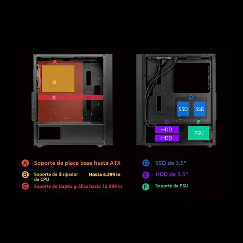 Vista 4 de RAIDMAX X921 Mesh Airflow ATX Mid Tower Gaming PC Case, 6 ventiladores de color RGB estáticos de 4.724 in preinstalados, panel lateral de vidrio