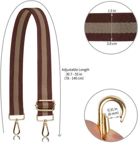 Vista 5 de Allzedream - Correa cruzada de algodón suave y ajustable para bolso, Broche