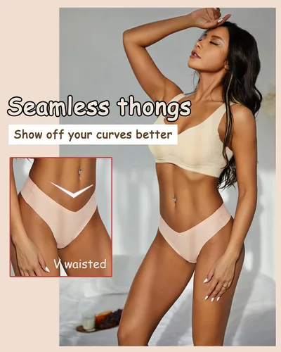 Vista 2 de ALL OF ME Tangas sin costuras para mujer bragas que no se muestran cintura en V elástica transpirable sexy paquete de 9 unidades XS-L