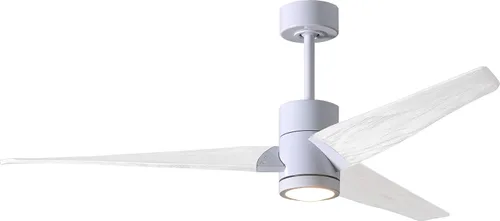 Vista 8 de Matthews SJ-BN-MWH-42 Super Janet Damp Rated 42" Ceiling Fan with LED Light and Remote & Wall Control, Silent DC Motor, 3 Solid Wood Blades, Brushed