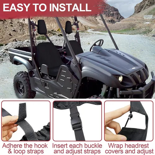 Vista 6 de StarknightMT UTV Rhino Fundas de Asiento Resistentes al Agua Fundas de Asiento Compatibles con Rhino 700 660 450 2004-2021 Tela 1680D Negro