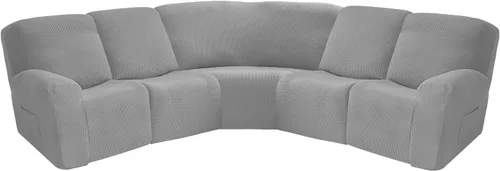 Vista 16 de MIFXIN Funda para sofá reclinable esquinero de 5 asientos, fundas elásticas de punto jacquard elástico de 7 piezas para sofá reclinable