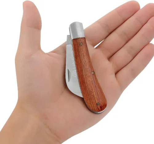 Vista 5 de Cuchillo de poda de jardín de acero inoxidable, cuchillo de bolsillo plegable para injertos, deshierbe, brotación, herramienta de corte múltiple