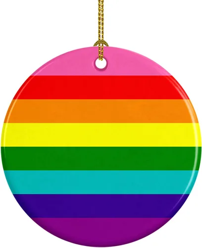 Vista 6 de Caroline's Treasures Trigender Pride - Adorno de cerámica para colgar en el árbol de Navidad, para el hogar, Navidad, fiestas, regalo, 3 pulgadas