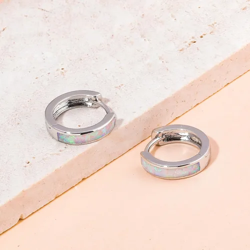 Vista 165 de CiNily Aretes Huggie de ópalo con bisagras, chapados en oro, hipoalergénicos, pequeños aretes de aro para mujeres, adolescentes, niñas, hombres