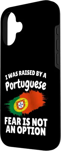 Vista 2 de I was Raised by a Portuguese Portugal Flag Gift Son Daughter Case for iPhone 16