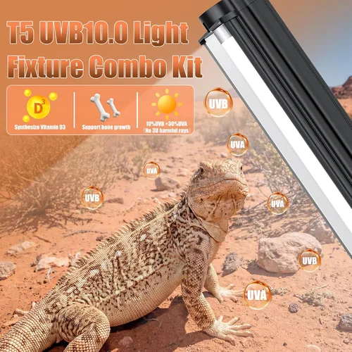 Vista 2 de Kit combinado de lámpara de reptil T5 UVB 10.0 (34 pulgadas)