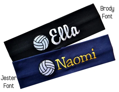 Vista 2 de Funny Girl Designs Personalizado Monograma Bordado Voleibol Parche Algodón Elástico Diadema
