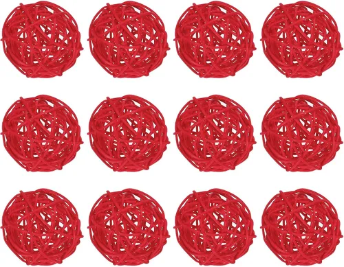 Vista 7 de MECCANIXITY 12 bolas decorativas de mimbre de ratán de 2 pulgadas para rellenos de jarrones, bodas, jardines, fiestas de pasillo, color negro