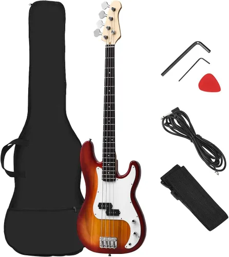Vista 10 de Costzon Guitarra Bajo Eléctrica de 4 Cuerdas Tamaño Completo para Principiantes Kit Completo, Diapasón y Puente de Palisandro, con Dos Pastillas