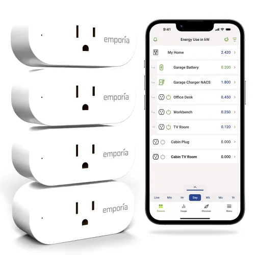 Vista 8 de Emporia - Enchufe inteligente con monitoreo de energía, enchufe inteligente WiFi funciona con Alexa y Google Home - Enchufe WiFi de 15A
