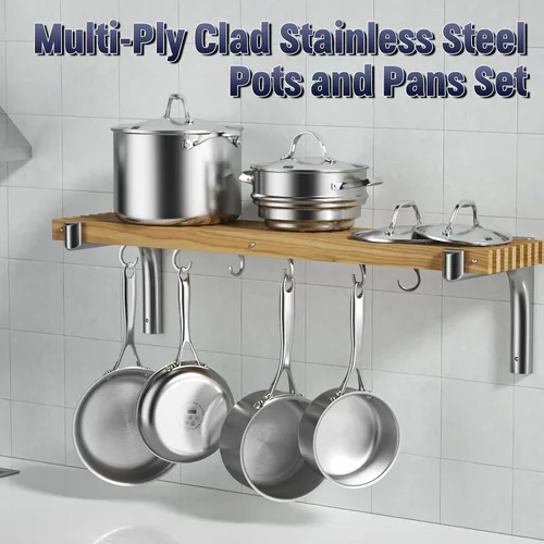 Vista 7 de Cooks Standard Sartén de Freír de Acero Inoxidable, Wok Sartén para Saltear Multicapa de 8 Pulgadas, Sartén de Cocina, Plateado