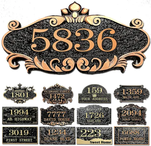 Vista 30 de Placa personalizada de dirección de casa, letrero de dirección de nombre de calle personalizado para números de casa, placa para buzón de garaje