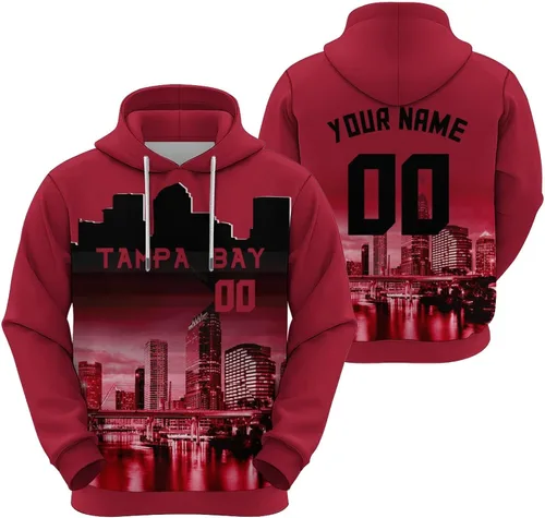 Vista 12 de Custom Football Hoodies City Night Skyline Personalized Sweatshirt Name Number Fan Gift Pullover for Men Women Youth