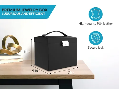 Vista 2 de Legacy Organizador de joyas con espejo y cerradura pequeño estuche de viaje para joyas y aretes para mujeres, niñas y adolescentes