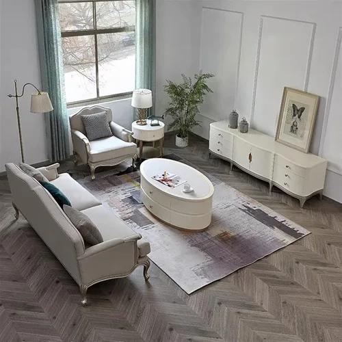 Vista 7 de Mesa de té para sala de estar, mesa de centro moderna con mesa única y base estable, mesa de sofá ovalada con 2 cajones grandes para sala de estar