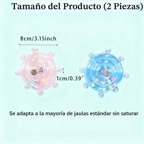Vista 4 de Jaula de pájaros, juguete giratorio para periquitos y cacatúas, paquete de 2 juguetes interactivos giratorios para pájaros, juguete masticable