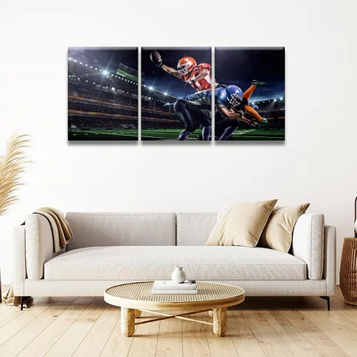Vista 2 de Arte de pared para sala de estar, lienzo de fútbol americano, arte de pared de estadio de fútbol, pósteres e impresiones de torneos de fútbol, arte