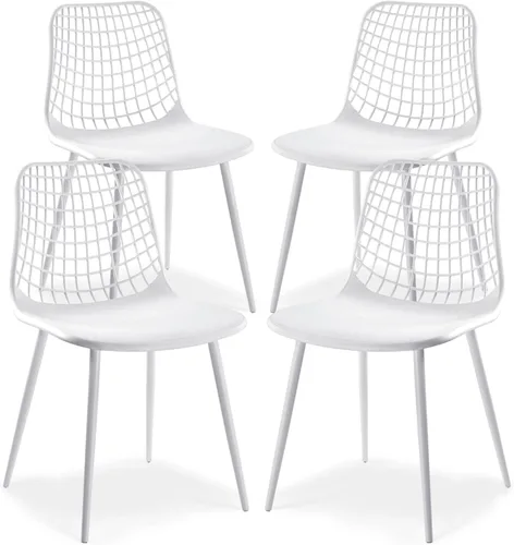 Vista 17 de Poly & BARK Isla - Juego de 4 sillas de cocina modernas, sillas de comedor de plástico con patas de metal, montaje rápido, sillas simples de café
