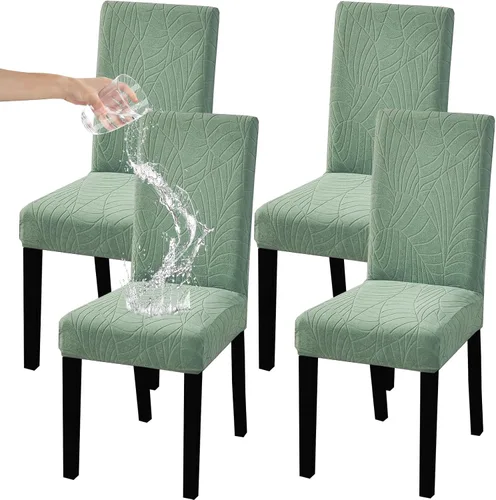 Vista 23 de HZDHCLH Juego de 4 fundas para sillas de comedor color burdeos, fundas elásticas de elastano para sillas Parsons, paquete de 4, fundas de asiento