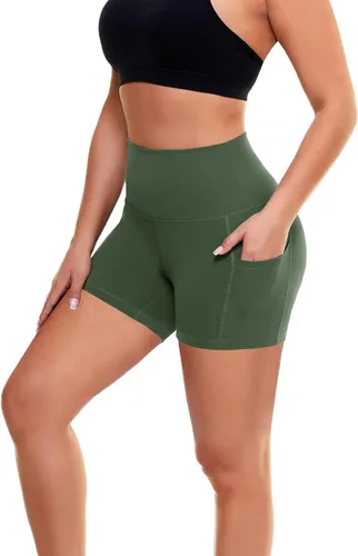 Vista 67 de Biker Shorts for Women with Pockets - 8"/5"/3" Booty Black Spandex Shorts Verde militar
