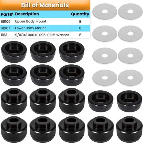 Vista 3 de 7-141 Kit de bujes de montaje en cuerpo y cabina para Chevy Silverado y Sierra 1500/2500 2WD/4WD 1999-2014 Soportes y arandelas de cabina de cuerpo