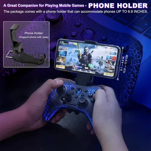 Vista 4 de Koiiko Wireless Game Controller Cracked Gamepad for iOS Android PC NS Switch PS4 PS3 Steam Deck Works with iPhone 151413X, iPad, Samsung, Call of