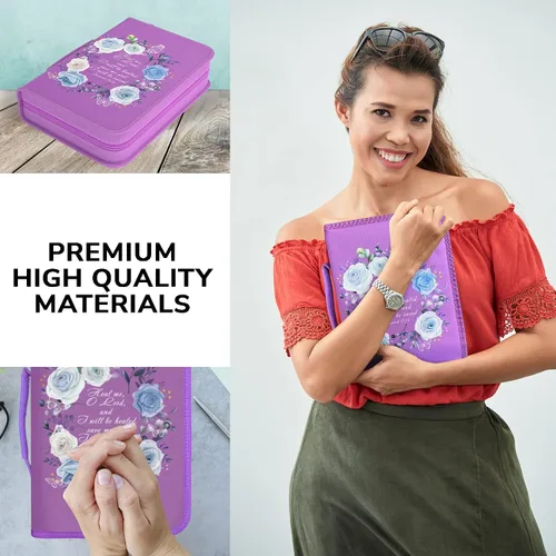 Vista 38 de DEHITE Funda para la Biblia para mujer, bolsas de transporte de la Biblia, tamaños medianos y grandes, ranuras para bolígrafos, tela de primera