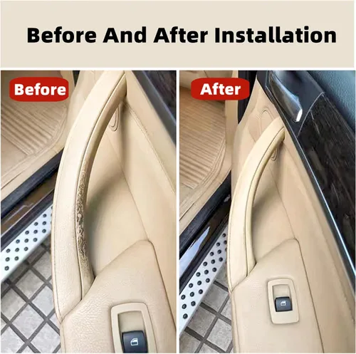 Vista 2 de Cubierta de manija de puerta compatible con BMW X5 Series E70/E70 LCI 2008-2013, BMW X6 Series E71/E72 2008-2014 (3 piezas) (beige)