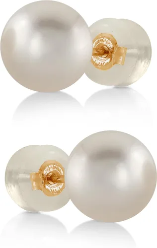 Vista 14 de THE PEARL SOURCE White Japanese Akoya Pearl Stud Earrings for Women – Genuine Cultured Pearls, Hypoallergenic Jewelry with Secure 14k Gold Backing