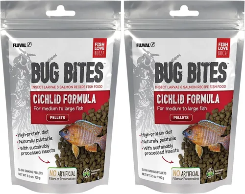 Vista 3 de Fluval (3 unidades) Fórmula de cíclidos Bug Bites para peces pequeños/medianos (1.6 onzas por botella)
