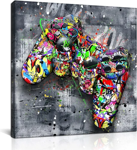 Vista 14 de SIXTTART Banksy - Lienzo de pared para dormitorio, arte de pared con graffiti callejero, pintura abstracta, arte pop, decoración moderna de pared