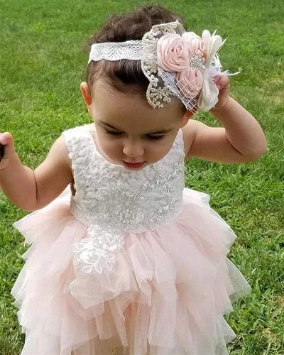 Vista 4 de Topmaker Vestido de niña de flores sin espalda acampanado de encaje