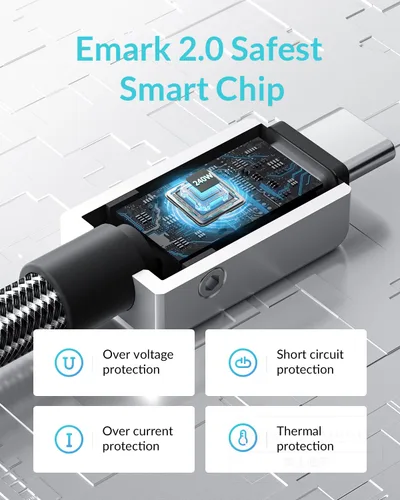 Vista 6 de PHIXERO Cable USB C a USB C de 240 W, aleación de zinc, 20 Gbps, 1.6 pies, negro