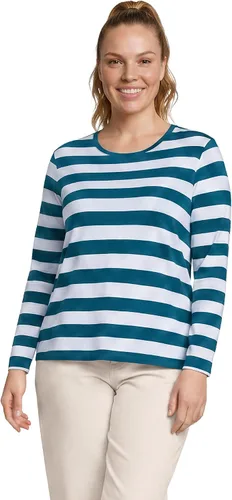 Vista 32 de Lands' End - Camiseta de manga larga, cuello redondo y holgada de algodón Supima cultivado en EE. UU. para mujer Blanco