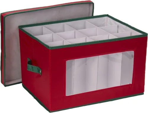Vista 8 de Household Essentials Caja de almacenamiento para copas con ventana, con tapa, 12 compartimentos de almacenamiento, asas dobles, perfecta