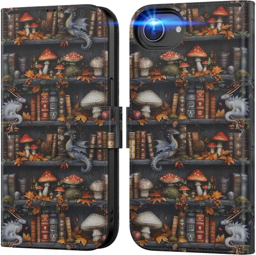 Vista 91 de DEENAKIN Funda tipo cartera para iPhone 15 con tarjetero + clip para efectivo, bloqueo RFID, protección contra caídas de grado militar y obras